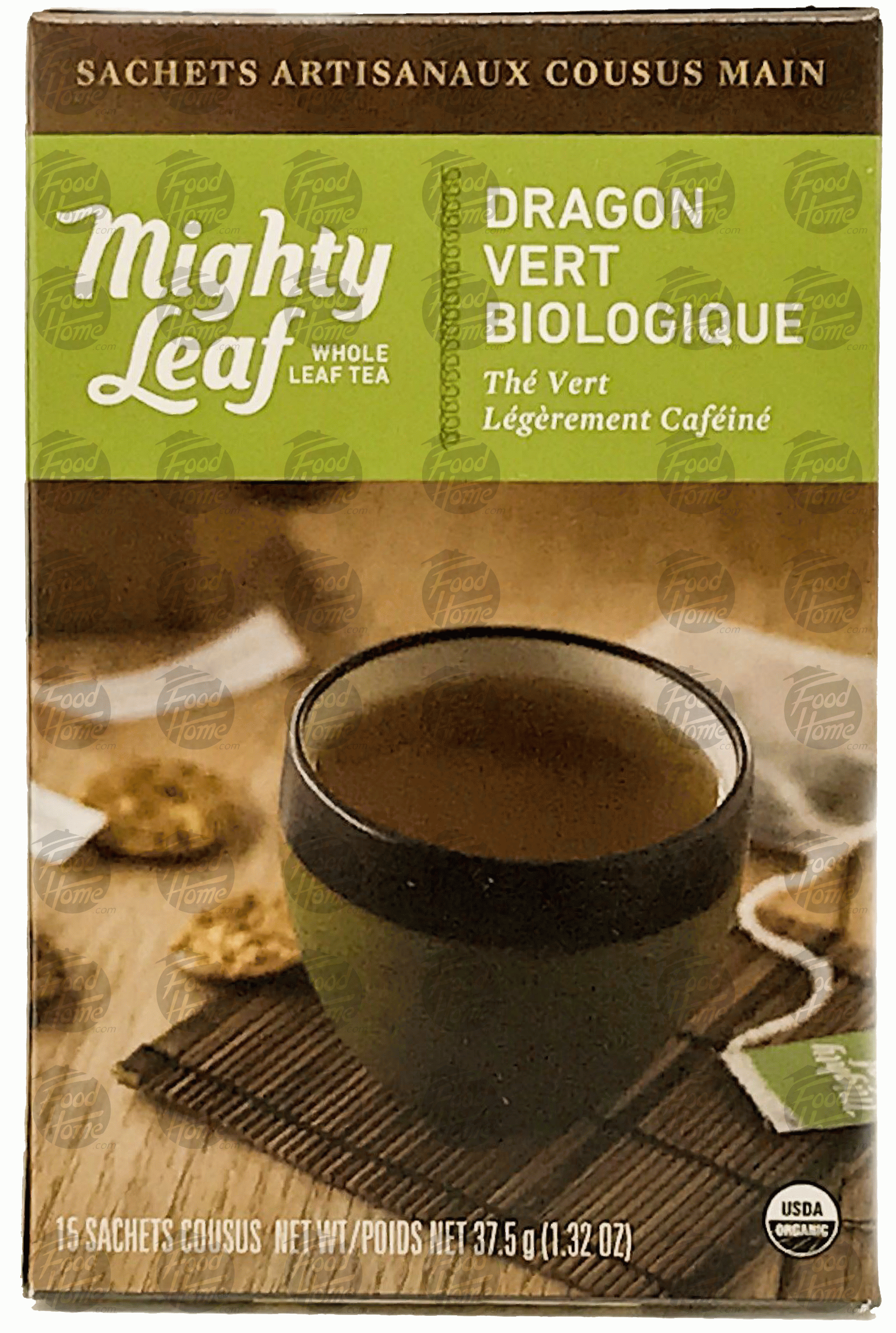 Mighty Leaf  organic green dragon whole leaf tea, light caffeine, 15 stitched pouches Full-Size Picture